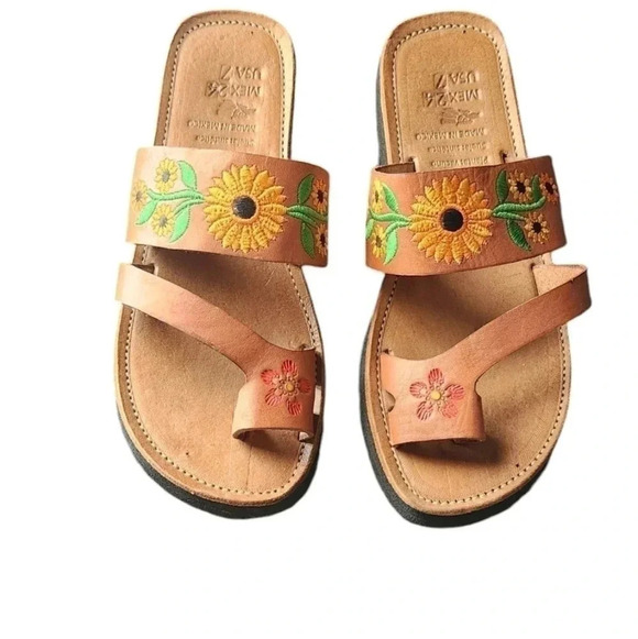 MEXICANA Shoes - Sunflower Mexican Embroidered Sandals